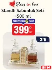 GLASS İN LOVE STANDLI SABUNLUK SETİ 500 ML 2'Lİ